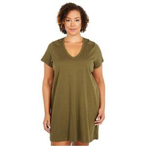 Madewell Northside Vintage V-Neck Tee Dress Olive 2X